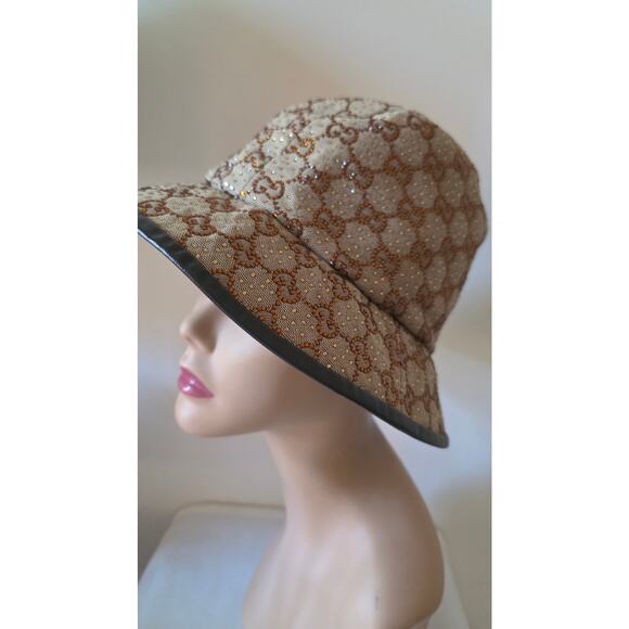 Gucci Beige GG Monogram Studded bucket hat L sz - Picture 7 of 15